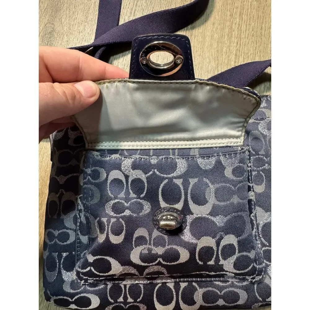 COACH Signature Canvas Navy Crossbody Bag
